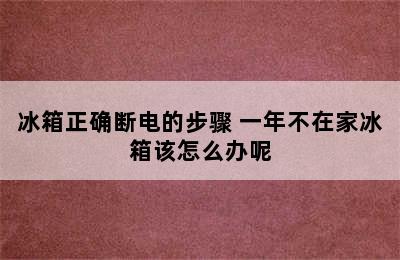 冰箱正确断电的步骤 一年不在家冰箱该怎么办呢